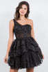 Lace One-Shoulder Tiered Skirt Cocktail Dress for Women 4/XS-16/3X
